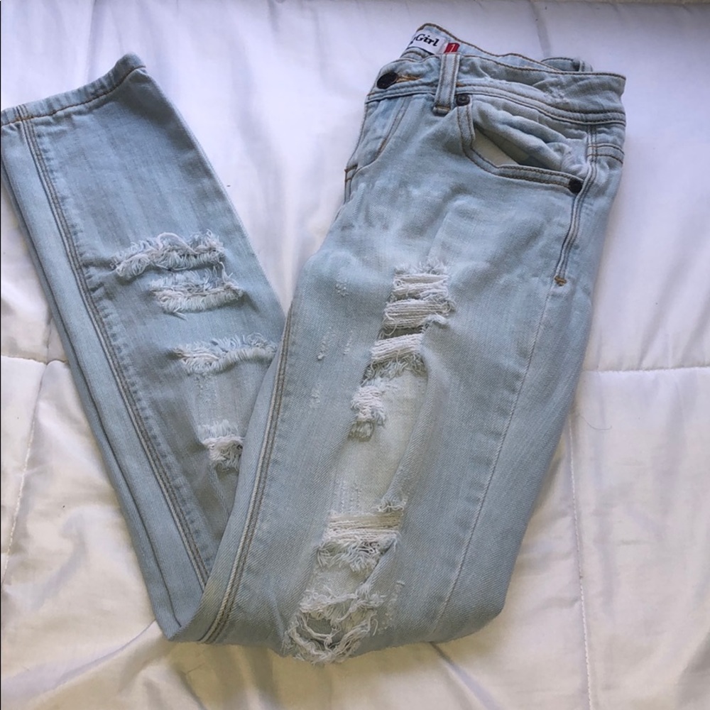 Light blue denim ripped jeans